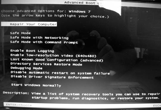 Windows Vista Advanced Boot Options Menu